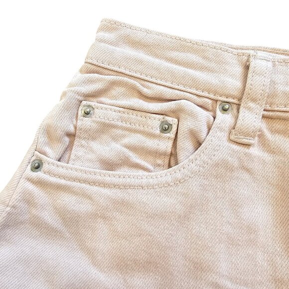 Wilfred Aritzia Light Pink Distressed Hem Denim Mini Skirt Sz 2 - Picture 3 of 6